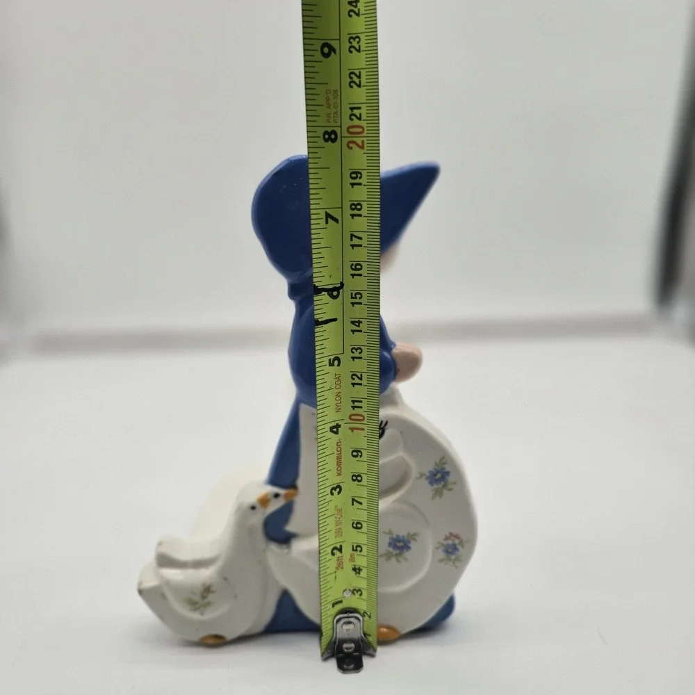 Vtg Cottagecore‎ Ceramic Duck Goose Paper Towel Roll Holder Stand Blue Bonnet